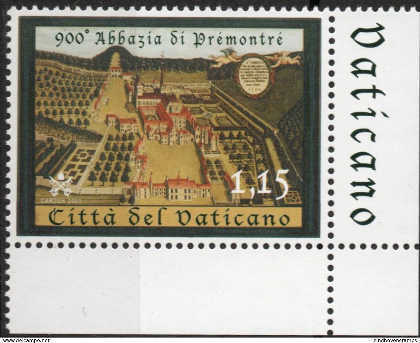Vatican 2021 Abbazia De Premontré 900 Year 1 Value MNH City View - Unused Stamps