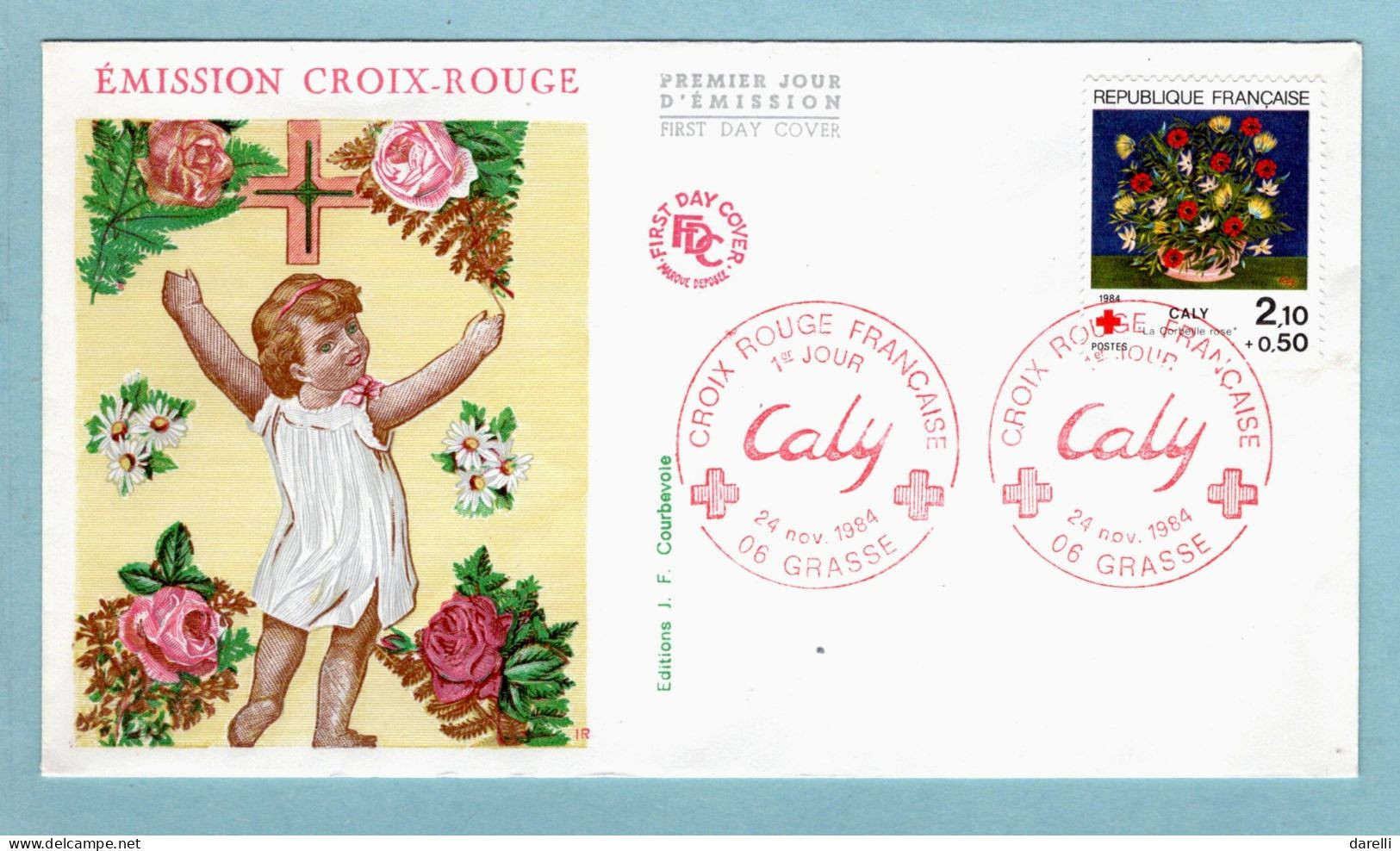 FDC France 1984 - Croix Rouge 1984 - Caly La Corbeille De Roses - YT 2345 - 06 Grasse - 1980-1989