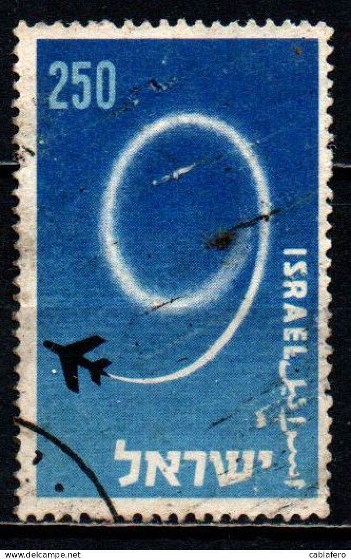 ISRAELE - 1957 - Jet Plane And “9” - Proclamation Of State Of Israel, 9th Anniv. - USATO - Gebruikt (zonder Tabs)
