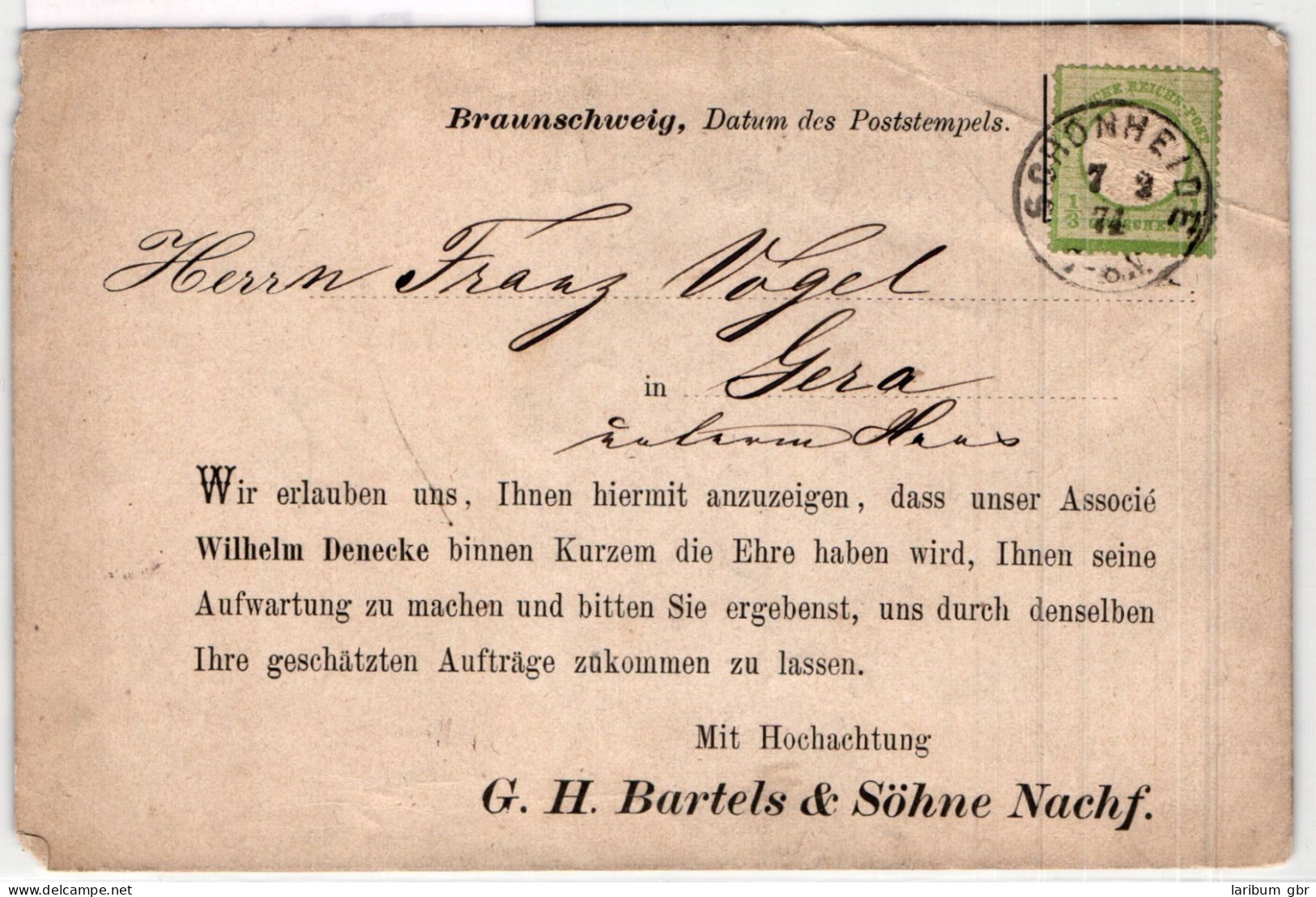 Deutsches Reich 17 Auf Postkarte Portogerechte Drucksache #BD134 - Autres & Non Classés