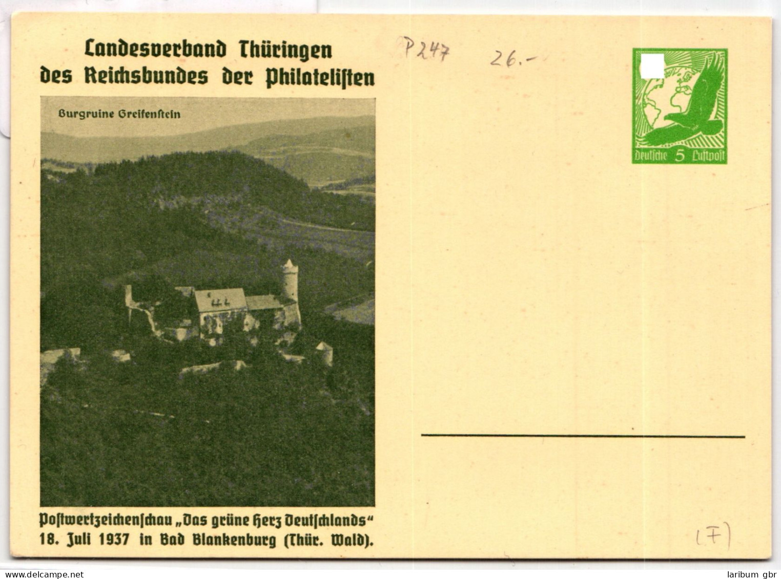 Deutsches Reich PP142/C12 Als Ganzsache Landesverband Thüringen #BD169 - Altri & Non Classificati