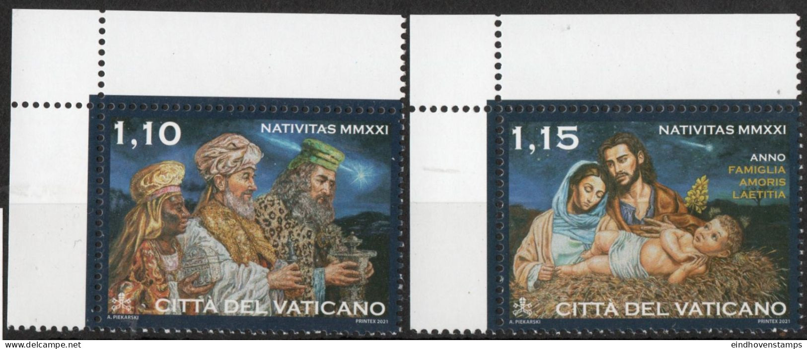Vatican 2021 Christmas Stamps 2 Values MNH - Unused Stamps