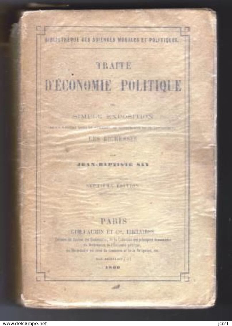 Traité D'économie Politique Par Jean-Baptiste SAY 1860 _RL172 - Politique