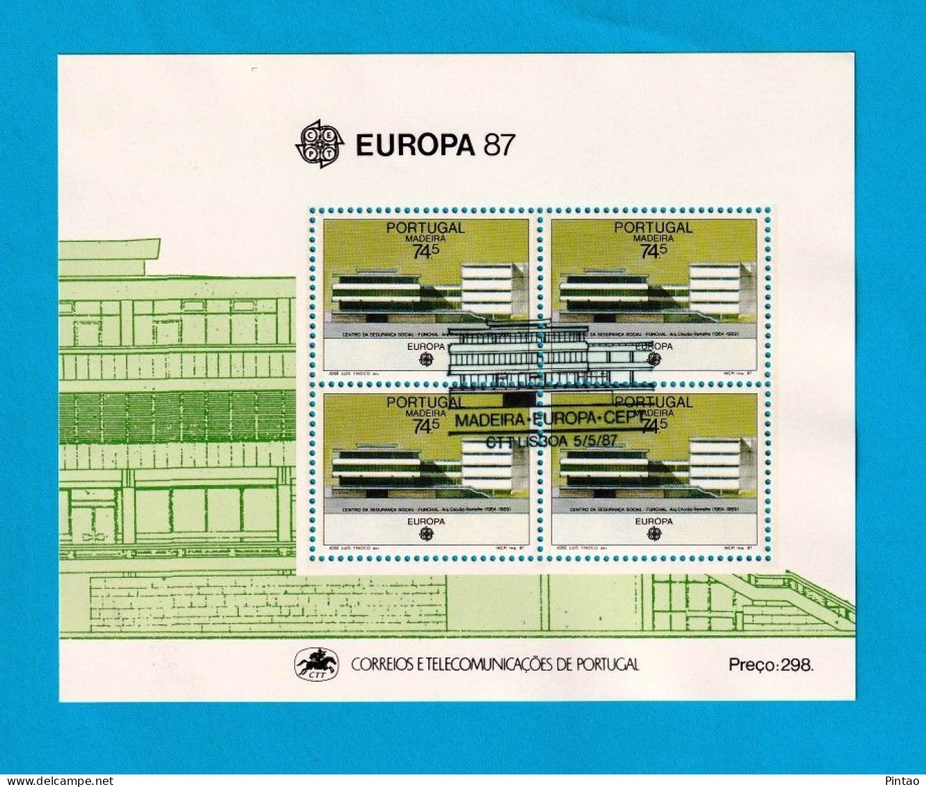 PTB1721- PORTUGAL (MADEIRA) 1987 Nº 90 (selos 1802)- CTO (EUROPA CEPT) - Blocks & Kleinbögen