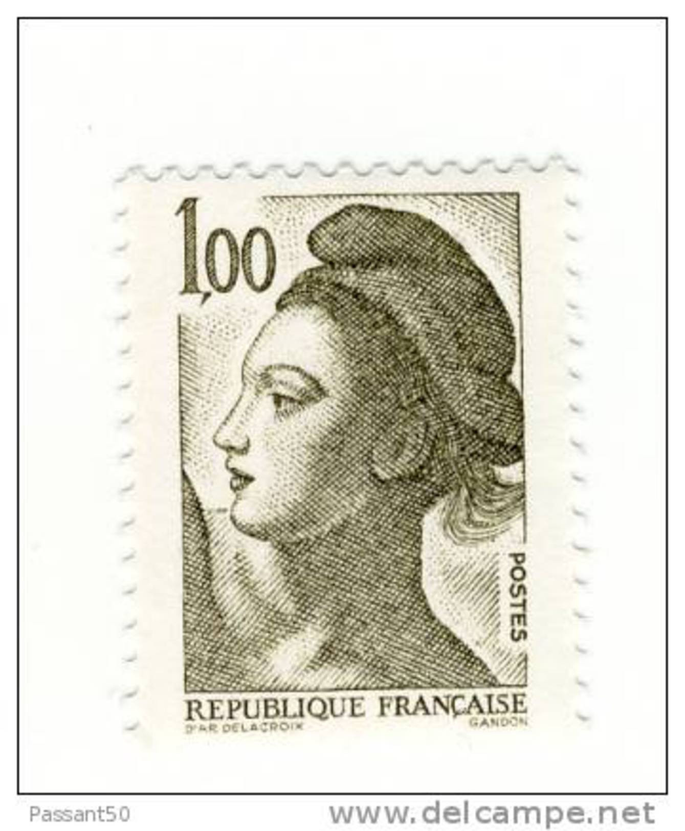 Liberté 1fr Olive  YT 2185b Sans Phospho Et GOMME BRILLANTE.  Voir Le Scan. Cote YT : 12 €, Maury N° 2190d : 15 €. - Unused Stamps