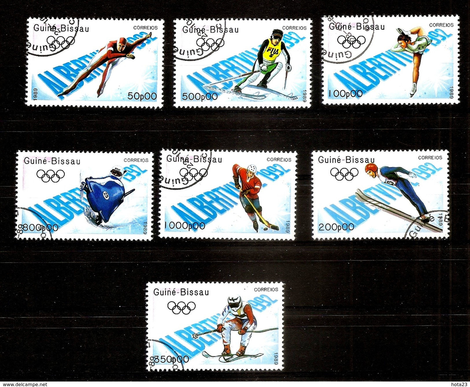 (!) Guinea Bissau 1989 Albertville Olympic Winter Games Skating Skiing Hockey CTO - Guinée-Bissau