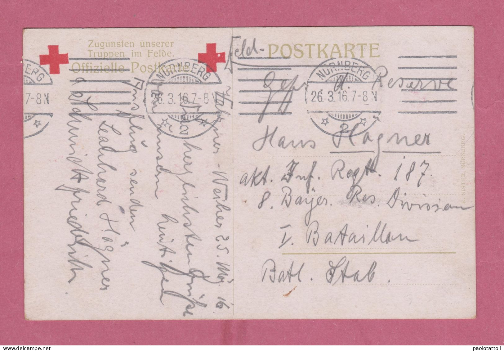 Croce Rossa, Red Cross- Young Nurse With Red Roses ; Small Size, Back Divided. Franchigia Militare, Feldpost, - Croix-Rouge