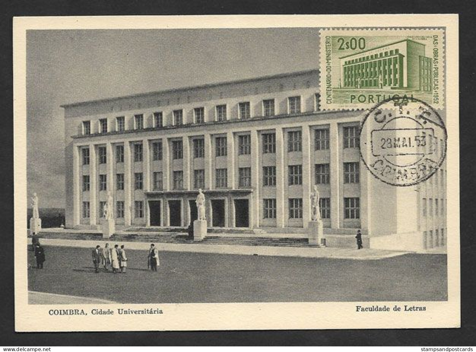 Portugal Université Coimbra Cité Universitaire Carte Maximum 1953 Coimbra University 1953 Maxicard Postcard - Cartes-maximum (CM)