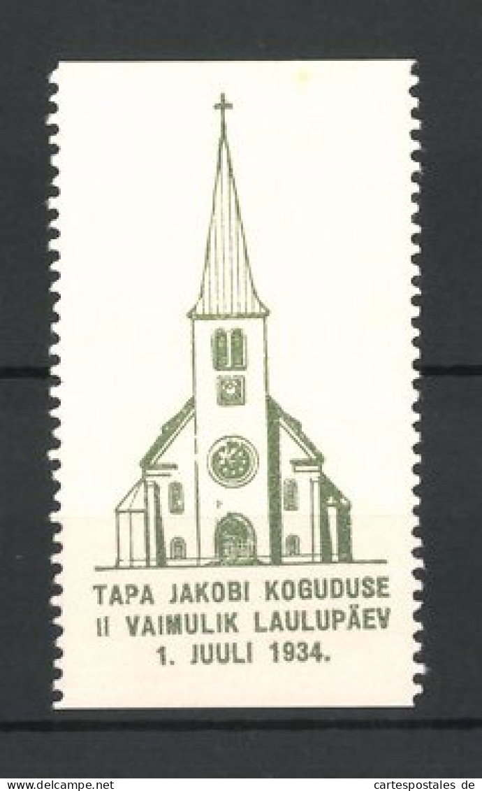 Reklamemarke Tapa Jakobi Kogoduse Il Vaimulik Laulupäev 1934, Kirche  - Vignetten (Erinnophilie)
