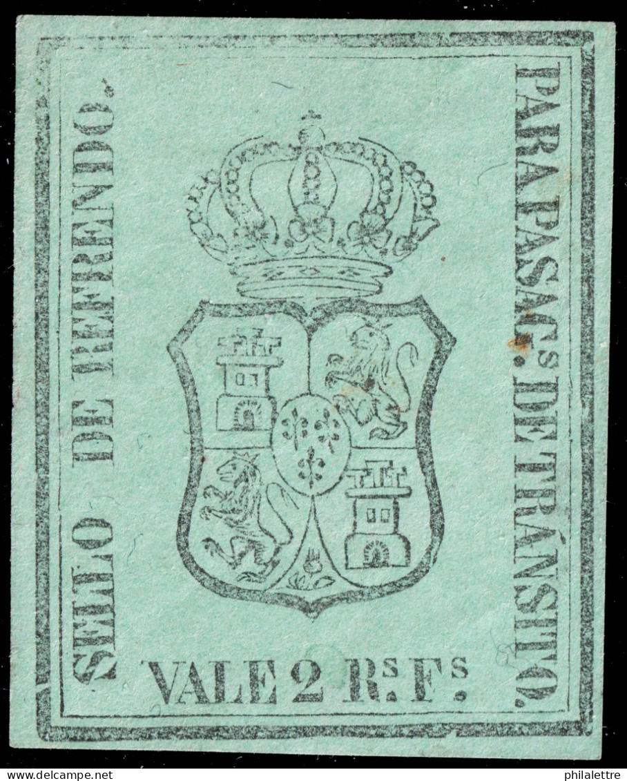 ESPAGNE / ESPANA - COLONIAS (Cuba) Ca.1871 Refrendo "PASAGs De TRANSITO" Fulcher 419 2RsFs Verde - Sin Gomar - Kuba (1874-1898)