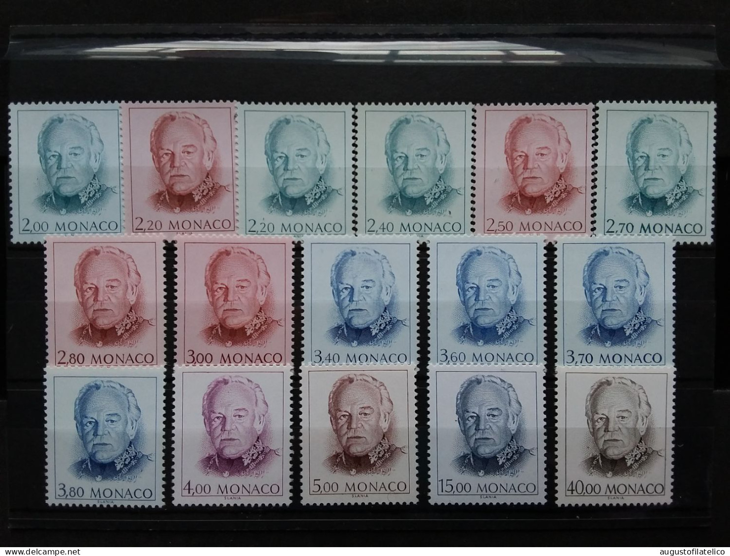 MONACO - Principe Ranieri - 16 Valori Nuovi ** (sottofacciale) + Spese Postali - Unused Stamps