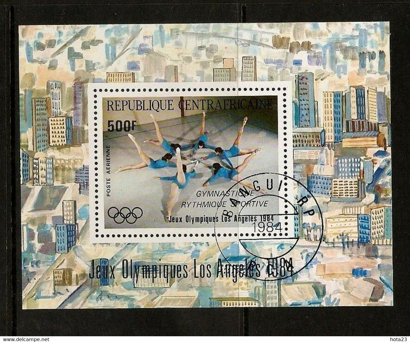(!) Central African Republic.  Gymnastic SC # C302 Olympics 184 Los Angeles S / S Used / Cto - Ete 1984: Los Angeles