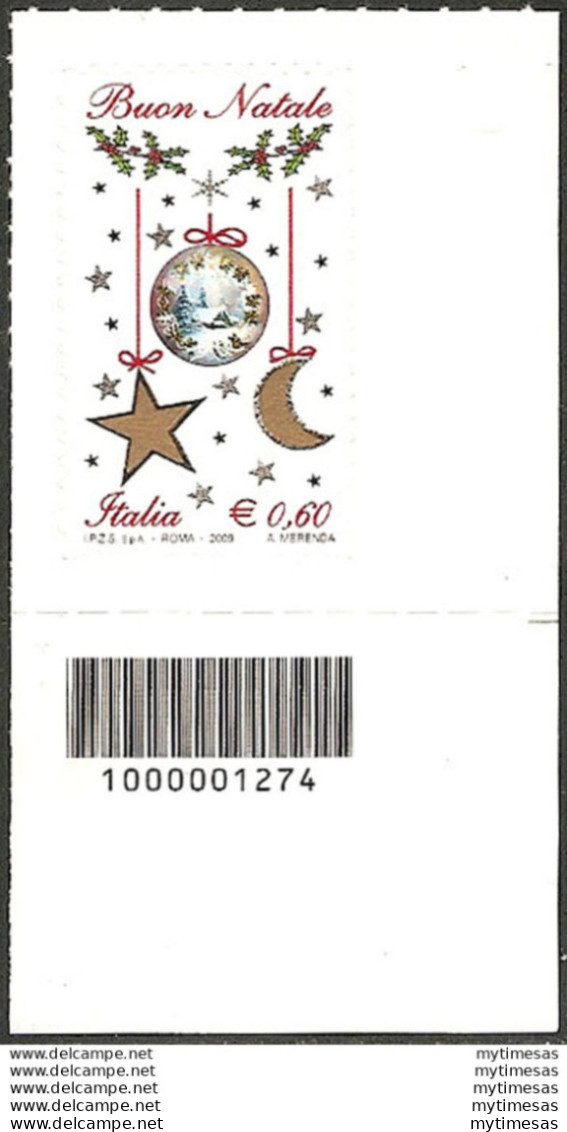 2009 Italia Natale Laico Codice A Barre MNH Unif. 3187cb - Altri & Non Classificati