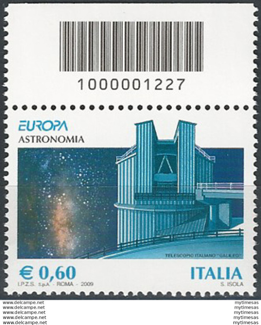 2009 Italia Europa Astronomia 0,60 Codice A Barre MNH Unif. 3137cb - Andere & Zonder Classificatie