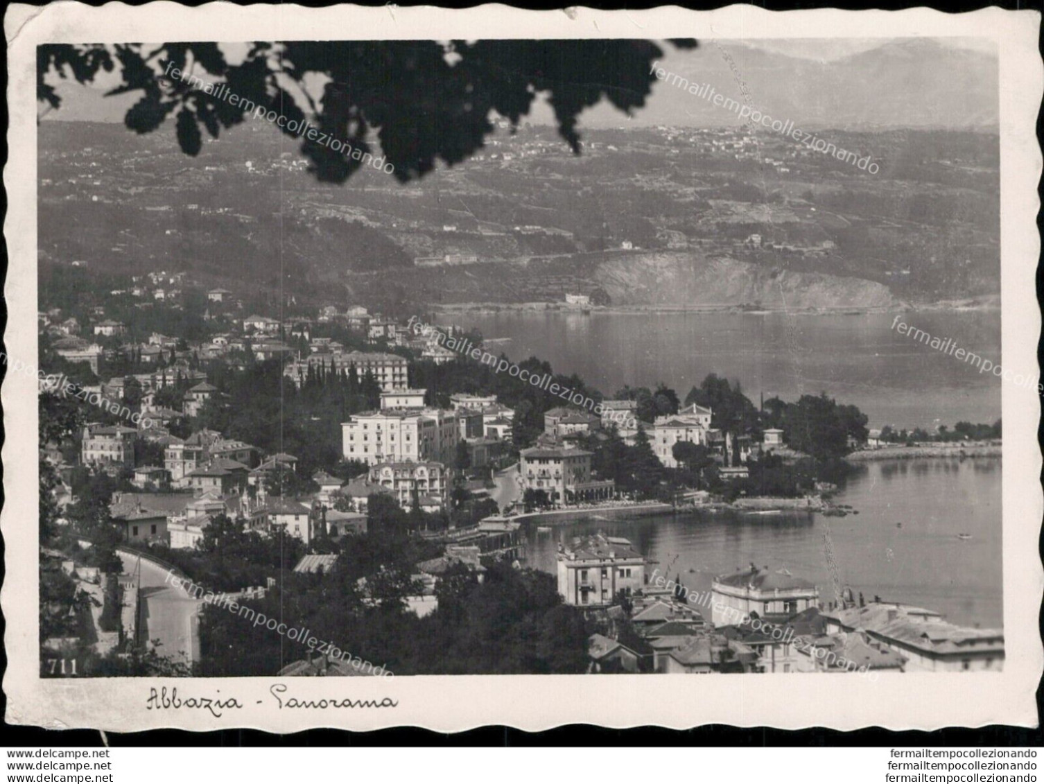 Aq527 Cartolina Abbazia Panorama 1939 Croazia - Andere & Zonder Classificatie