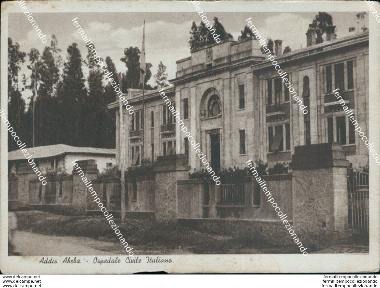 Bi59 Cartolina Addis Abeba Ospedale Civile Italiano  Ex Colonie Etiopia - Autres & Non Classés