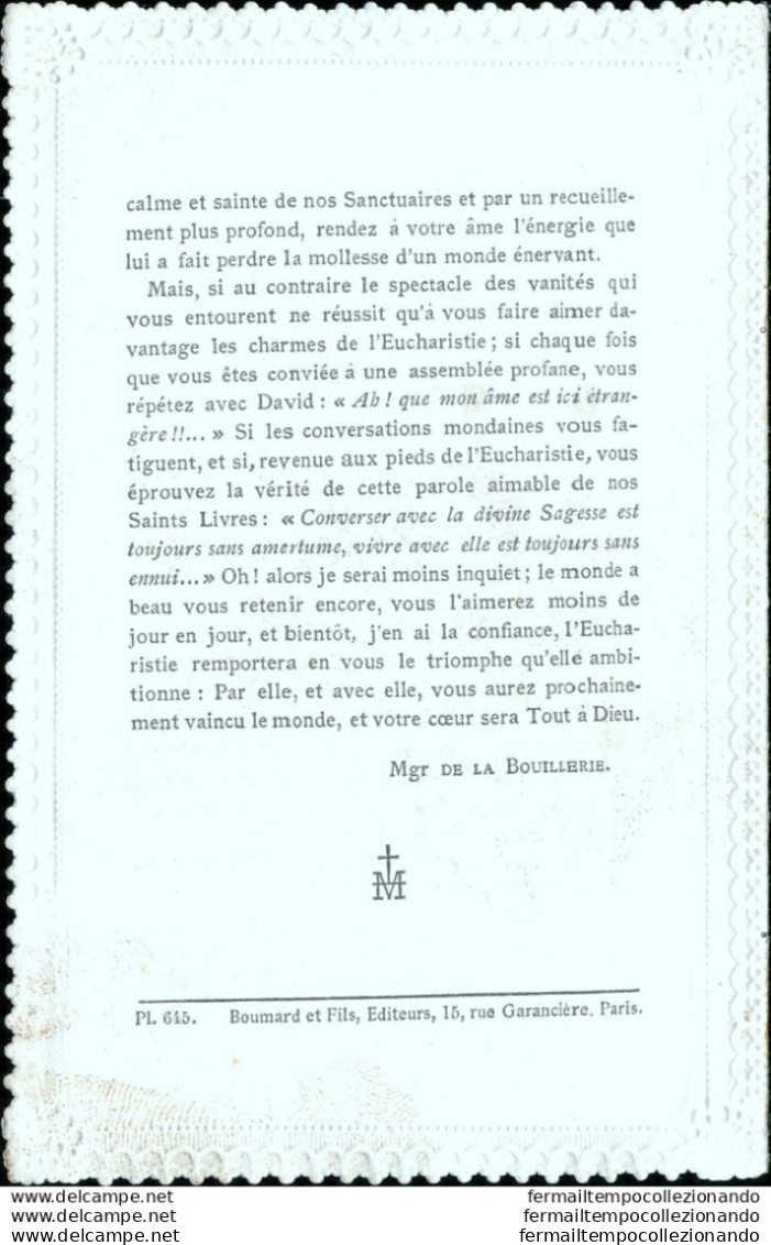 Bm33 Antico Santino Holy Card Merlettato Le Monte Et L'eucharistie - Devotion Images