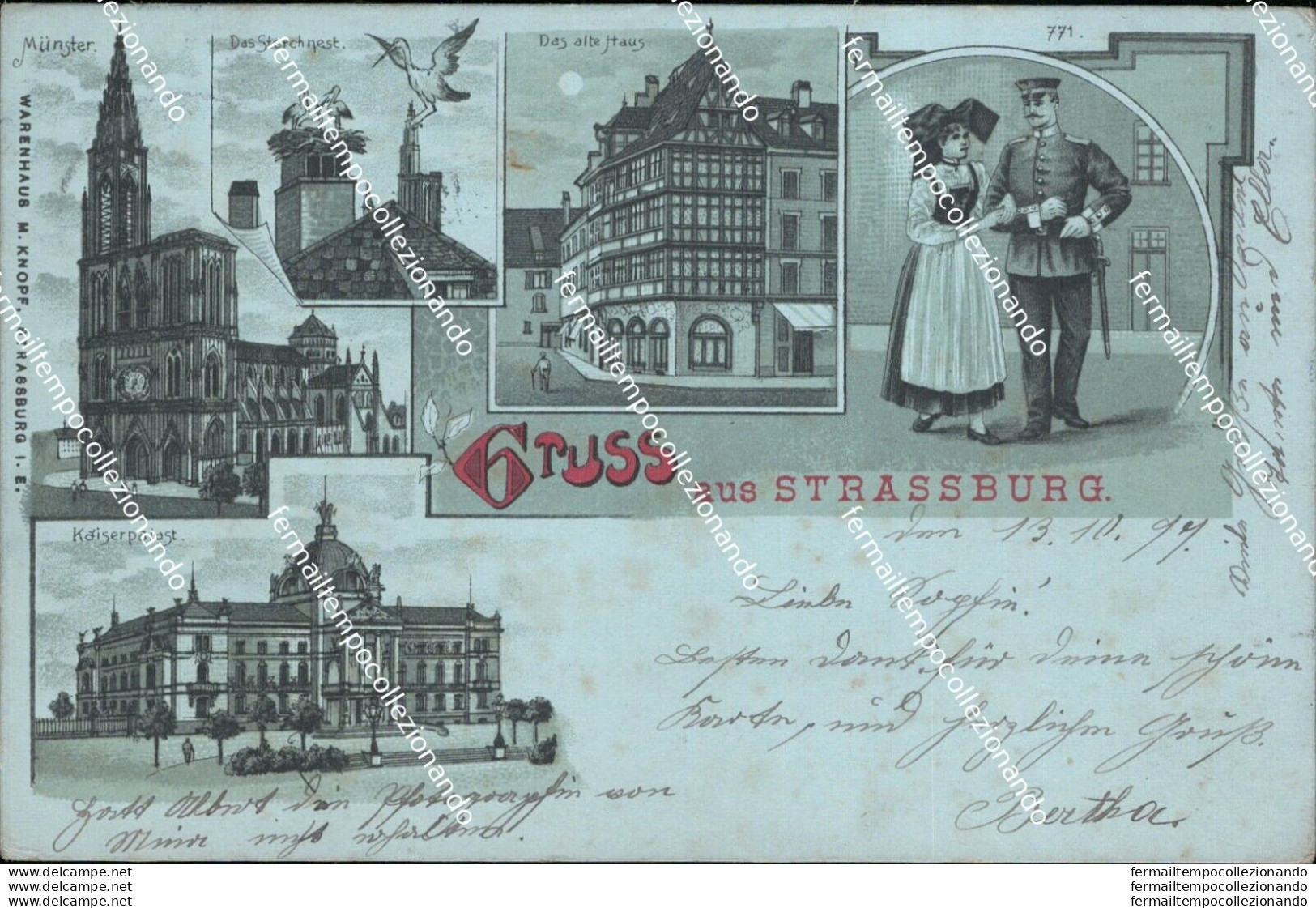 Au45 Cartolina Gruss Aus Strassburg 1906 - Andere & Zonder Classificatie