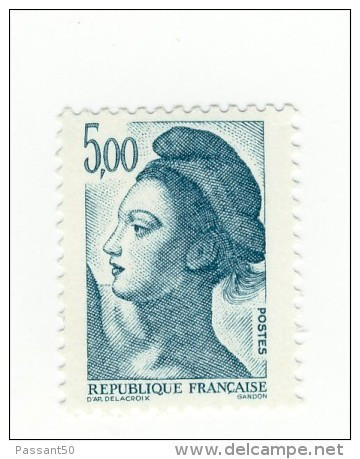 Liberté 5fr Bleu Vert YT 2190a Sans Phospho Et GOMME BRILLANTE. Voir Le Scan. Cote YT : 12 €, Maury N° 2195d : 12 €. - Neufs