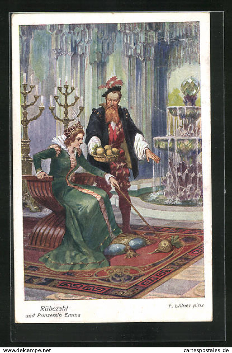 Künstler-AK Sign. F. Elssner: Rübezahl Und Prinzessin Emma, Märchen  - Fairy Tales, Popular Stories & Legends