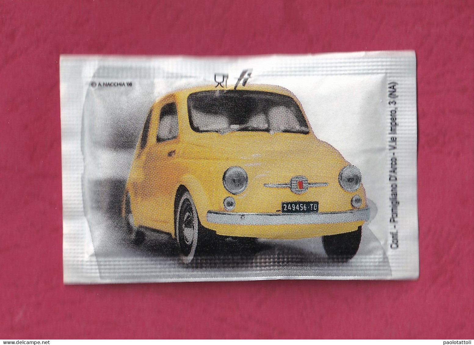 Bustina Zucchero Piena, Full Sugar Pack- Auto-Car FIAT 500. Packed At Pomigliano D'Arco-NA- - Suiker