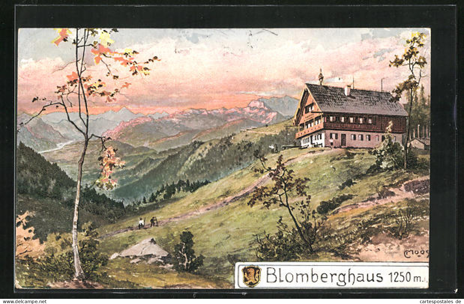 Künstler-AK Carl Moos: Blomberghaus Und Bergpanorama  - Moos, Carl