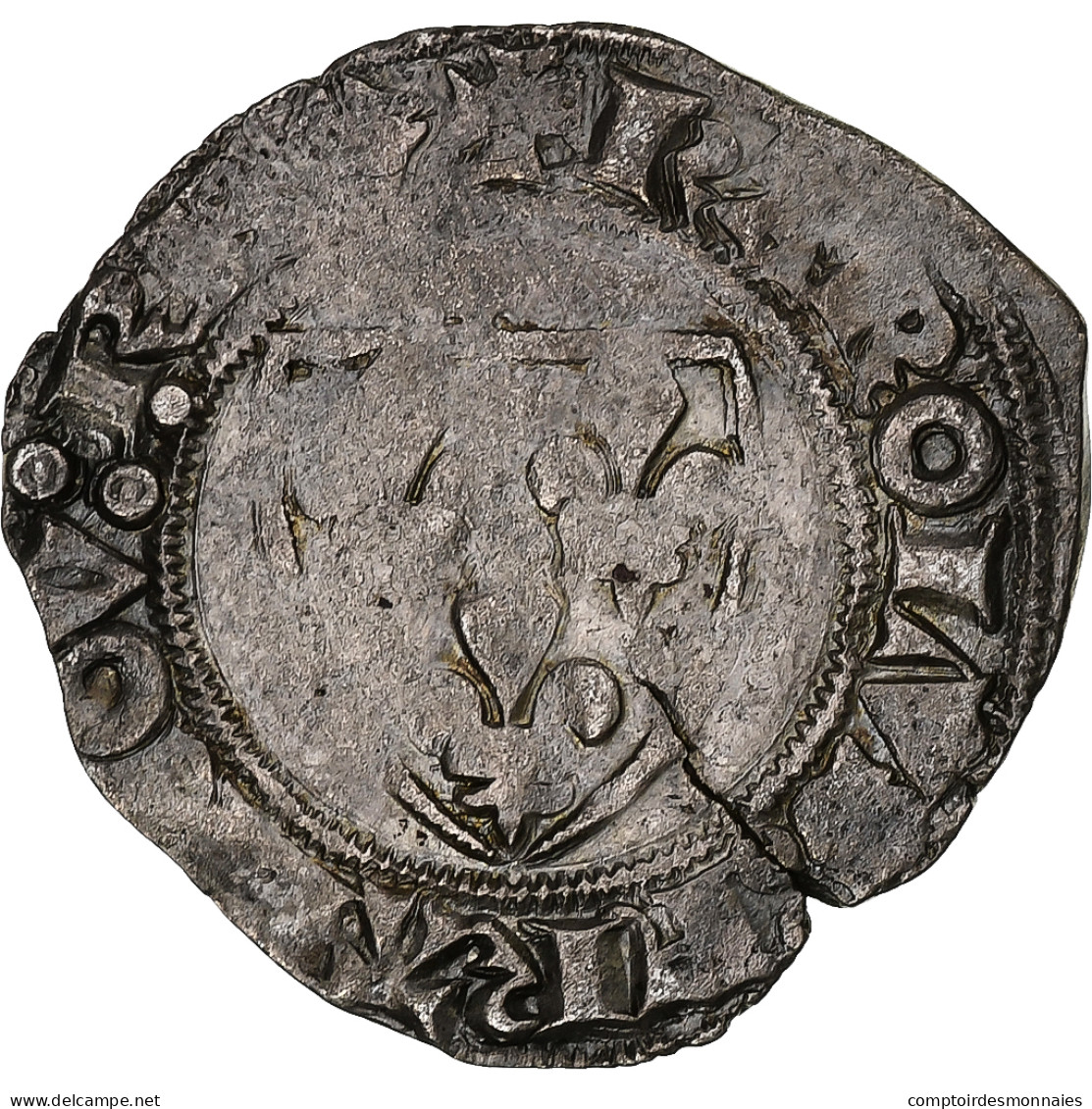 France, Charles VI, Blanc Guénar, Tournai, Billon, TB, Duplessy:377 - 1380-1422 Karel VI De Waanzinnige