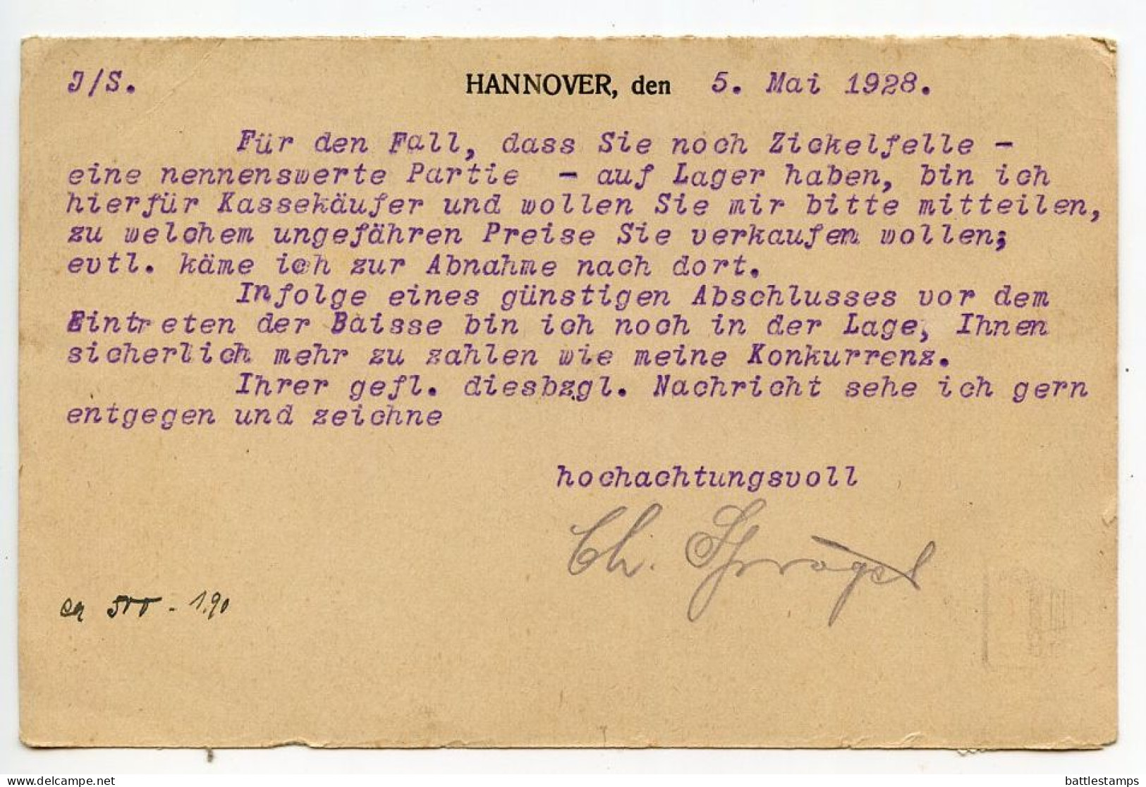 Germany 1928 Postcard; Hannover - Ch. Sprögel To Ostenfelde; 8pf. Beethoven; Tag Mit Ehrenmals-Weihe Slogan Cancel - Storia Postale