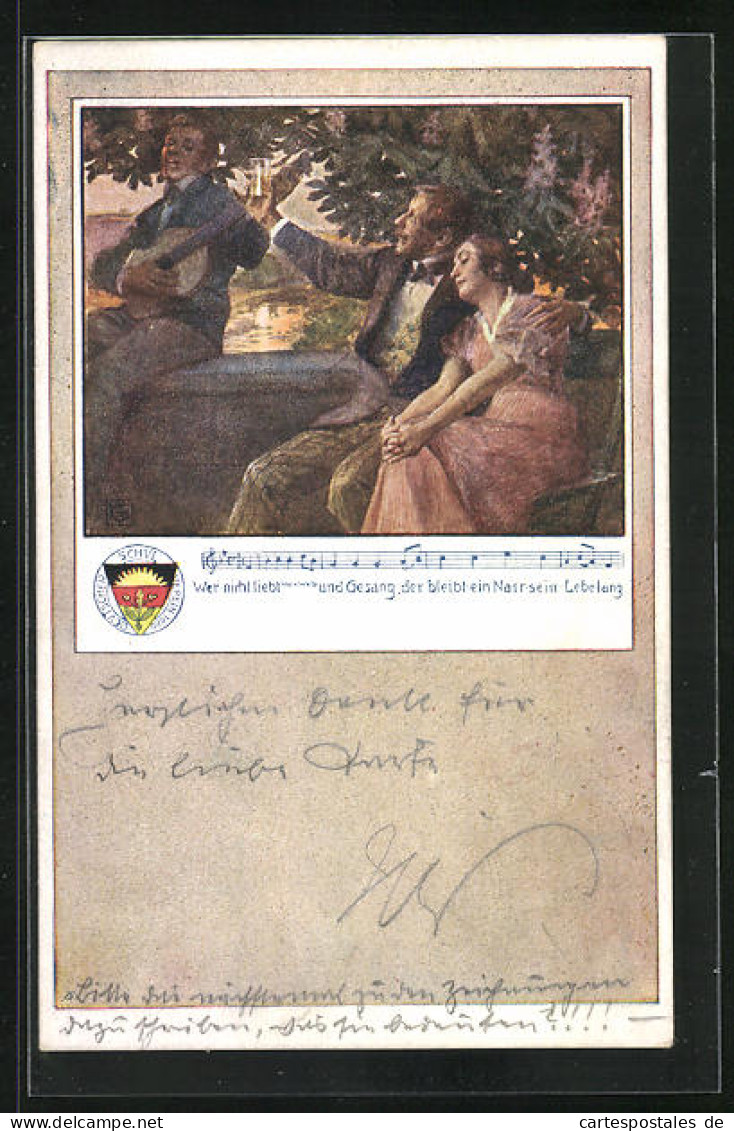 Künstler-AK Karl Friedrich Gsur, Deutscher Schulverein Nr. 63: Männer Und Frau Singen Gemeinsam  - War 1914-18