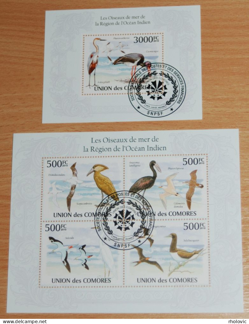 COMORES 2010, Birds Of The Indian Ocean Region, Animals, Fauna, Souvenir Sheets, Used - Autres & Non Classés
