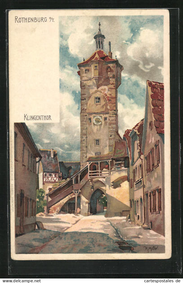 Künstler-AK Karl Mutter: Rothenburg O / T., Klingentor  - Mutter, K.