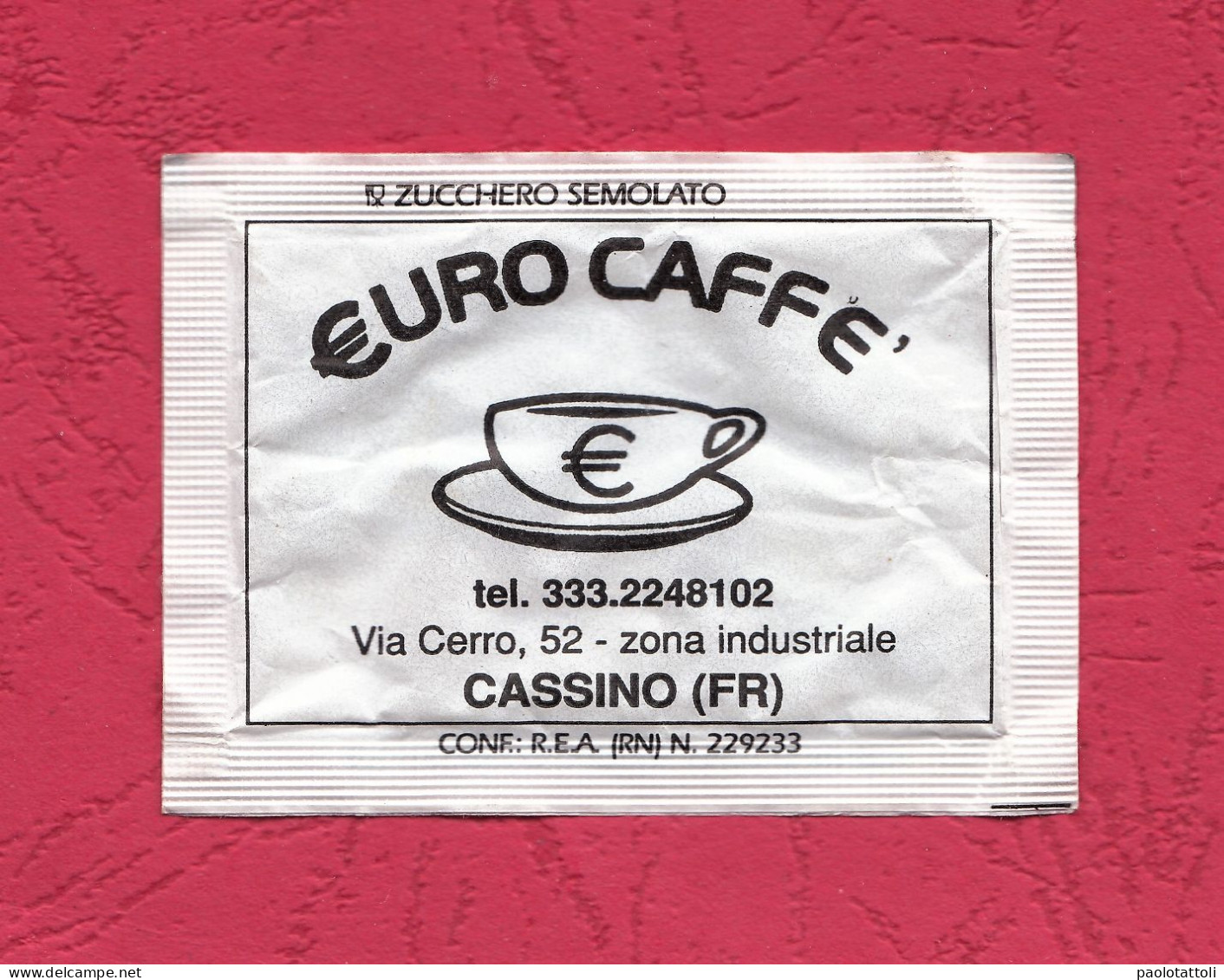 Sugar Bag Vacant, Bustina Vuot Di Zucchero- Euro Caffè, Cassino- Mussolini. - Azúcar