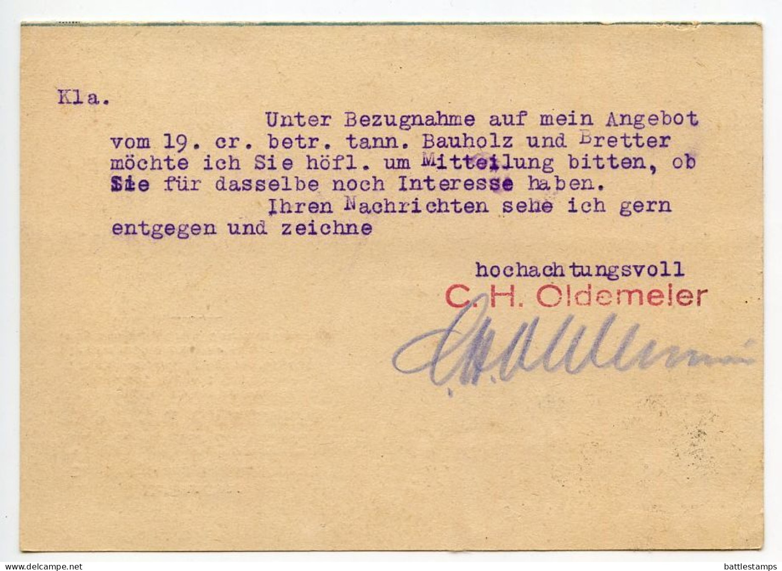 Germany 1928 Postcard; Spenge (Westf.) - C.H. Oldemeier, Holzhandlung Dampfsäge- Und Elektrizitätswerk; 8pf. Beethoven - Briefe U. Dokumente