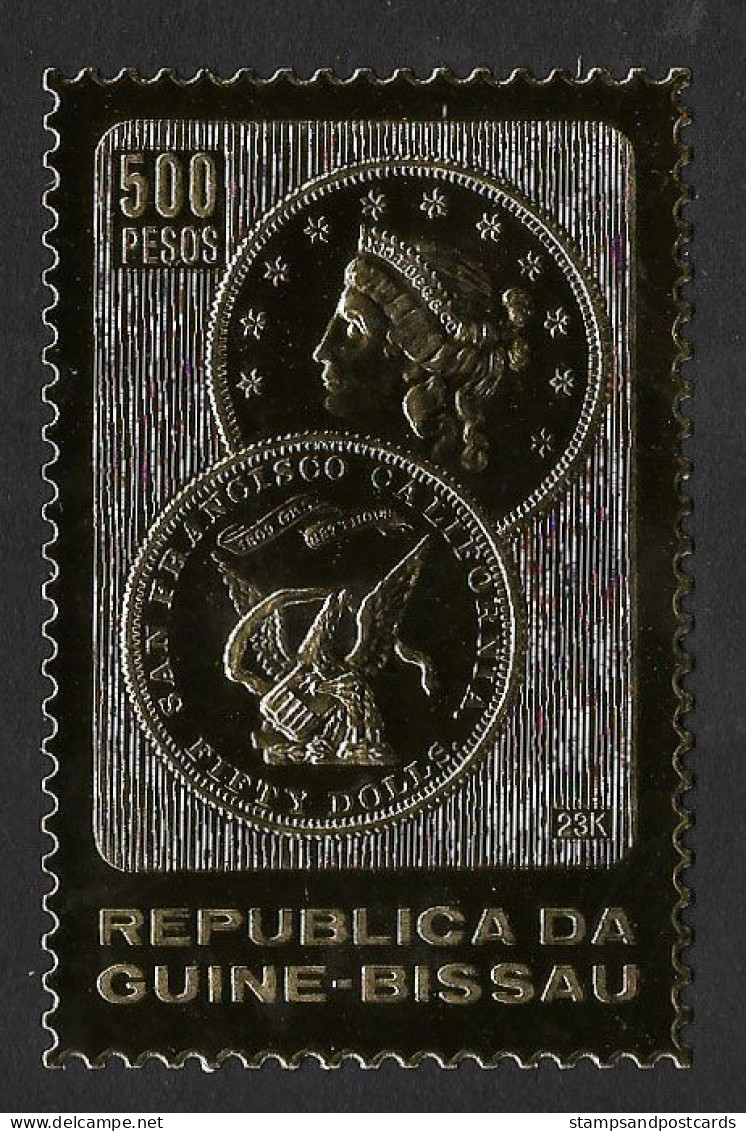 Guinée-Bissau Rare Timbre Or Monnaie 1855 États-Unis Kelogg And Co. 1982 ** Guinea Bissau Gold Stamp United States Coin - Guinea-Bissau