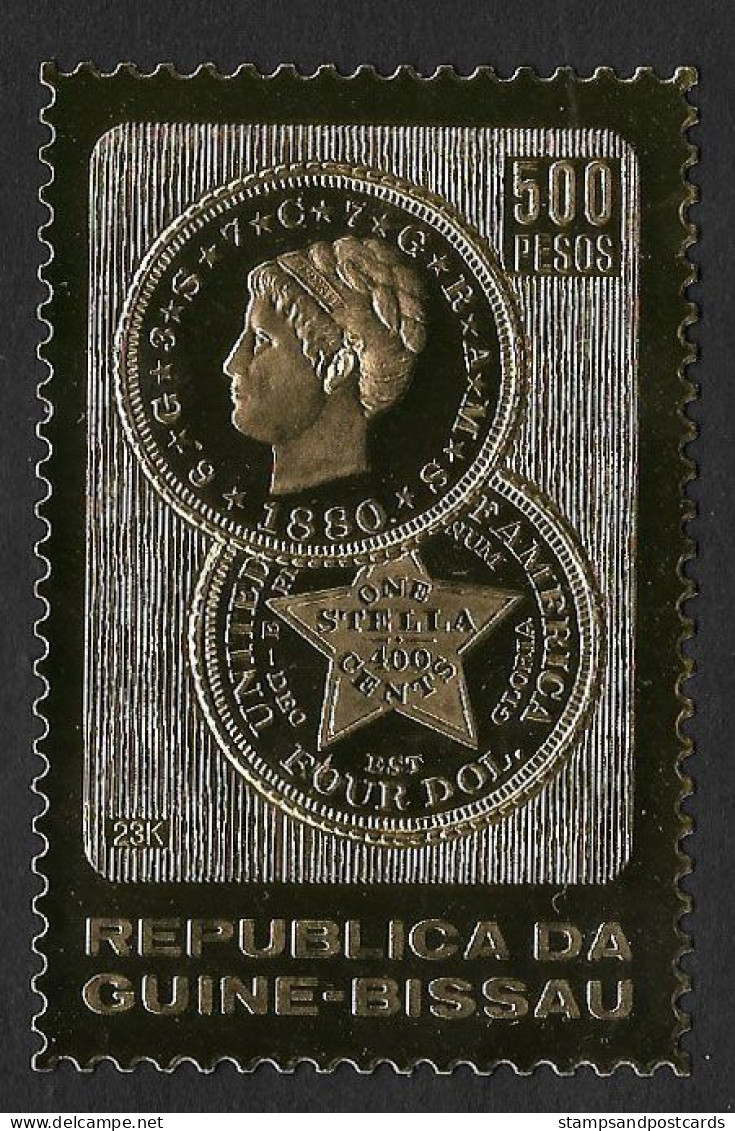 Guinée-Bissau Timbre Or Monnaie 1880 États-Unis 1982 ** Guinea Bissau United States Colled Hair Gold Stella Coin - Guinea-Bissau