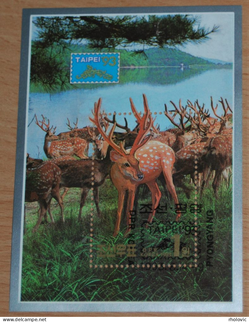 KOREA 1993, Stamp Exhibition Taipei 93, Deer, Animals, Fauna, Mi #B289, Souvenir Sheet, Used - Other & Unclassified