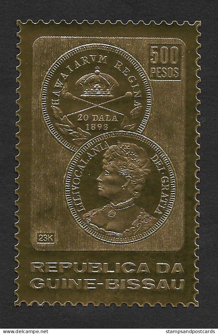 Guinée-Bissau Rare Timbre Or Monnaie 1898 Hawai 20 Dala États-Unis 1982 ** Guinea Bissau Gold Stamp United States Coin - Guinée-Bissau