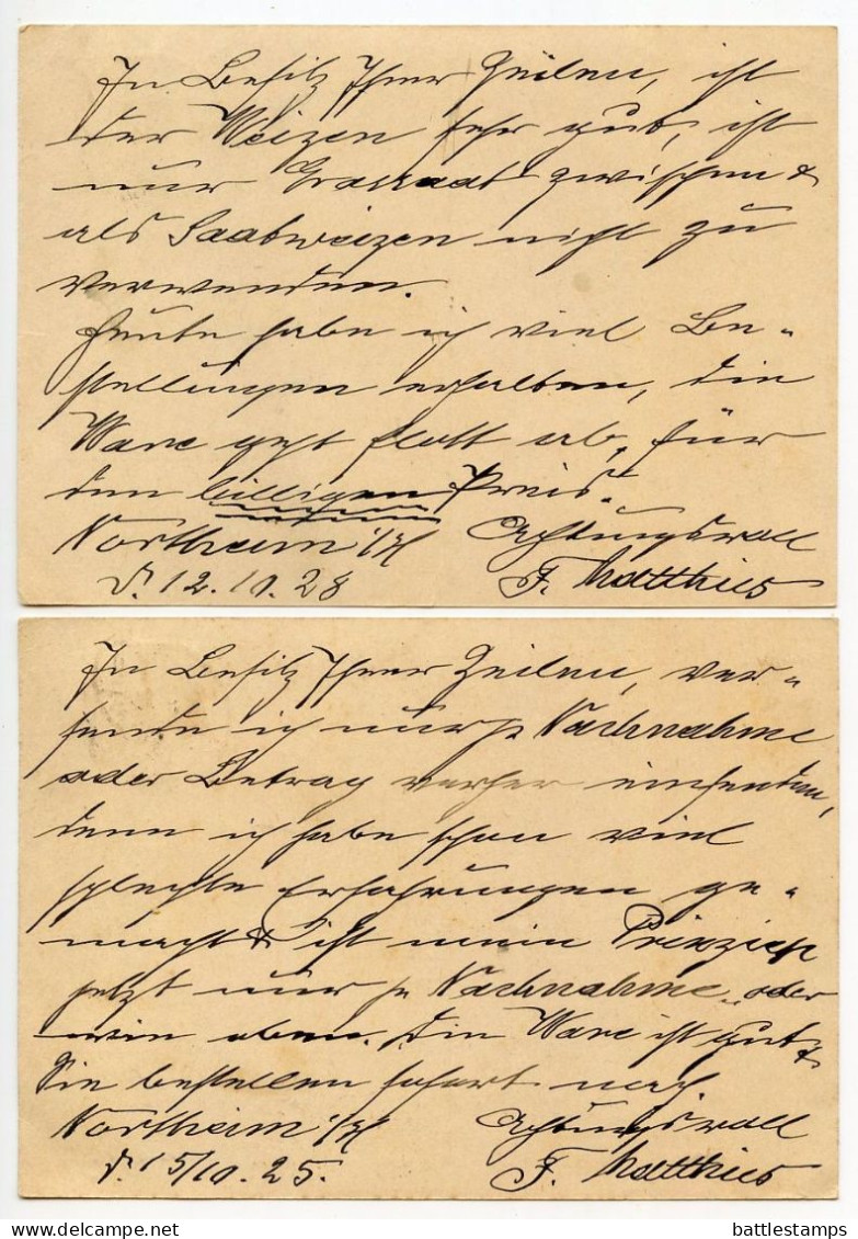 Germany 1928 2 Postcards; Northeim To Ostenfelde; 8pf. Beethoven - Briefe U. Dokumente