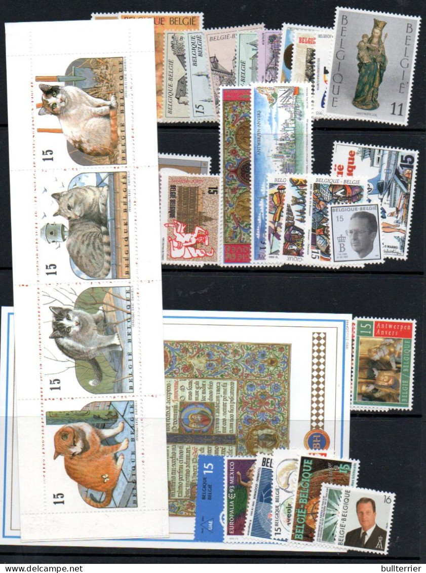 BELGIUM - 1993- VARIOUS ISSUES FOR THE YEAR  MINT NEVER HINGED, SG CAT £72.40 - Unused Stamps