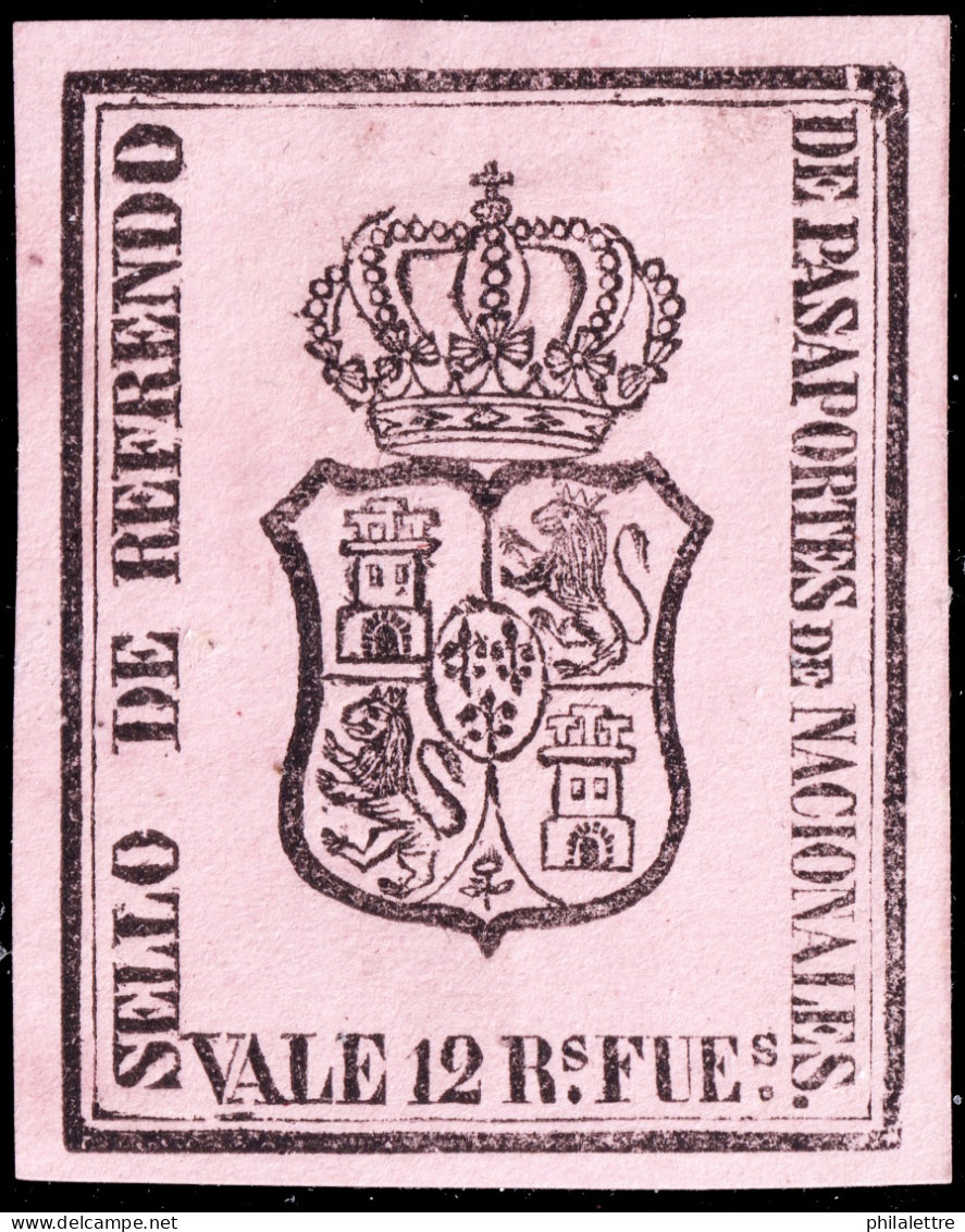 ESPAGNE / ESPANA - COLONIAS (Cuba) Ca.1871 Refrendo "PASAPORTES DE NACIONALES" Fulcher 427 12 RsFs Rosa - Sin Gomar - Cuba (1874-1898)
