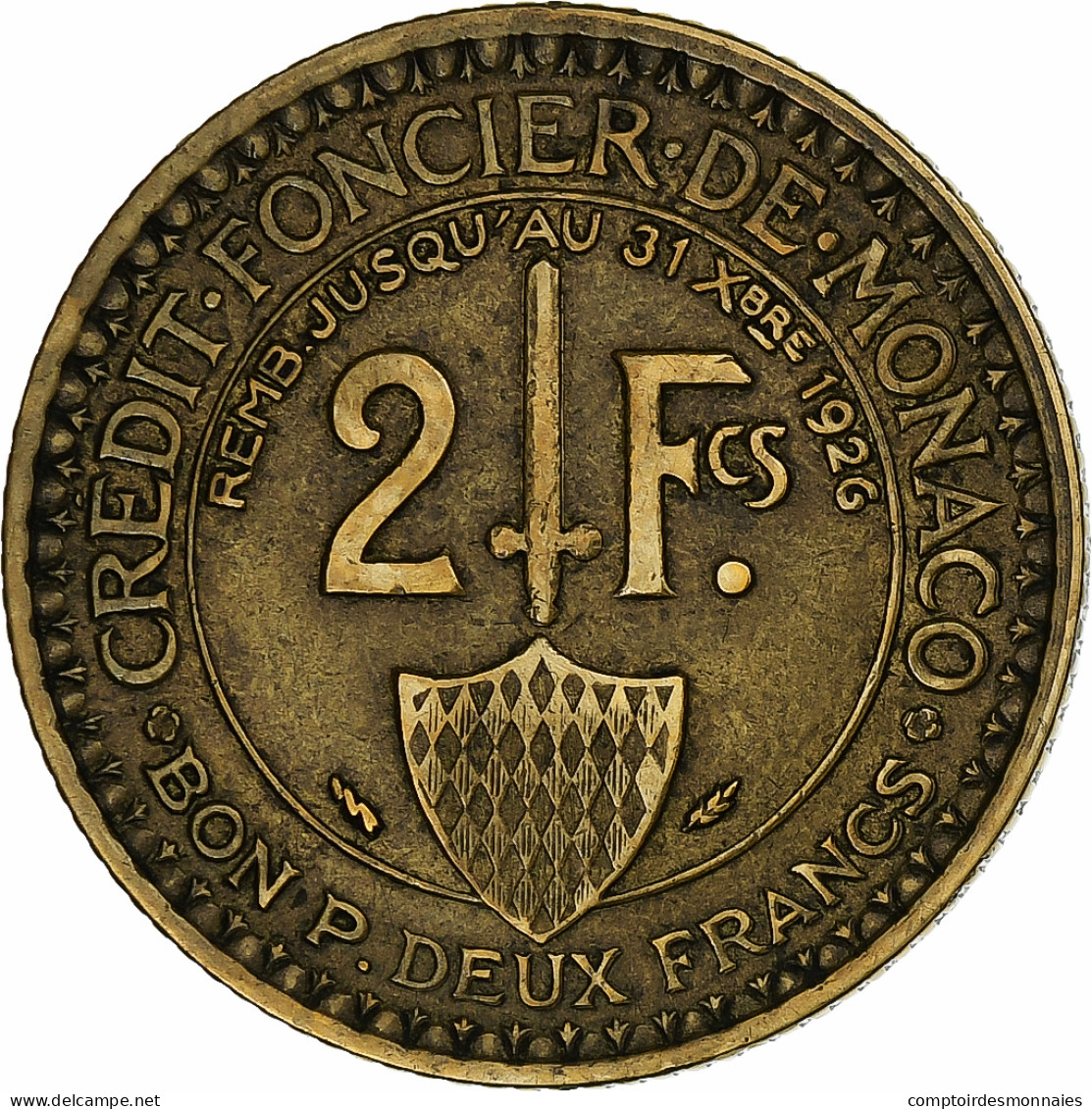 Monaco, Louis II, 2 Francs, 1924, Poissy, Cupro-Aluminium, TTB, Gadoury:MC129 - 1922-1949 Louis II