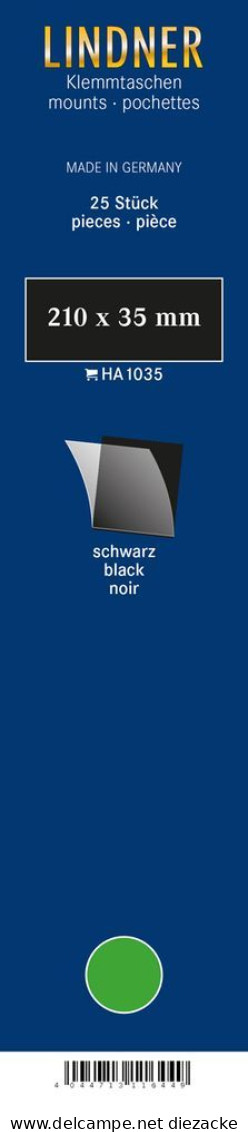 Lindner Klemmstreifen Schwarz 210 X 35 Mm (25 Stück) HA1035 Neu ( - Autres & Non Classés