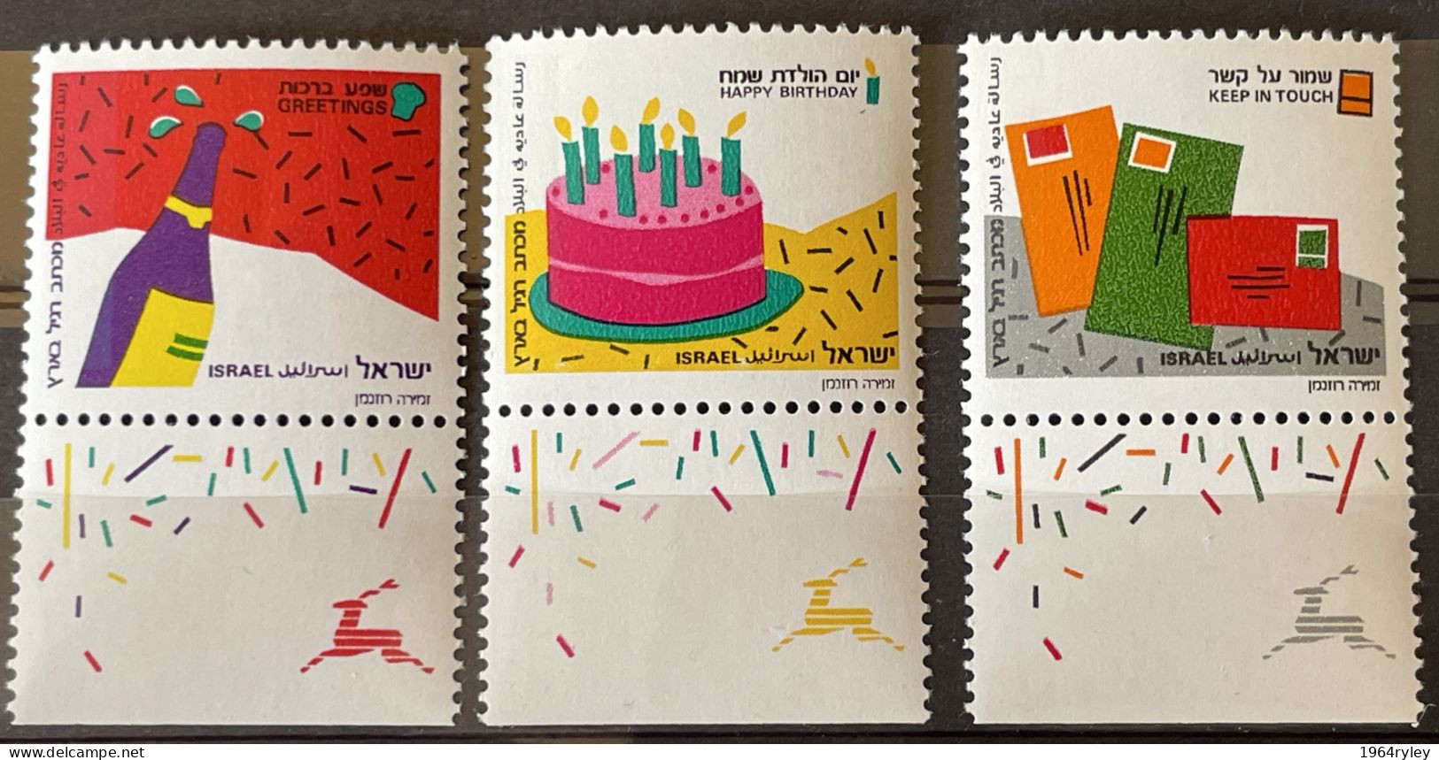 ISRAEL - MNH** - 1991 -  # 1184/1186 - Unused Stamps (with Tabs)