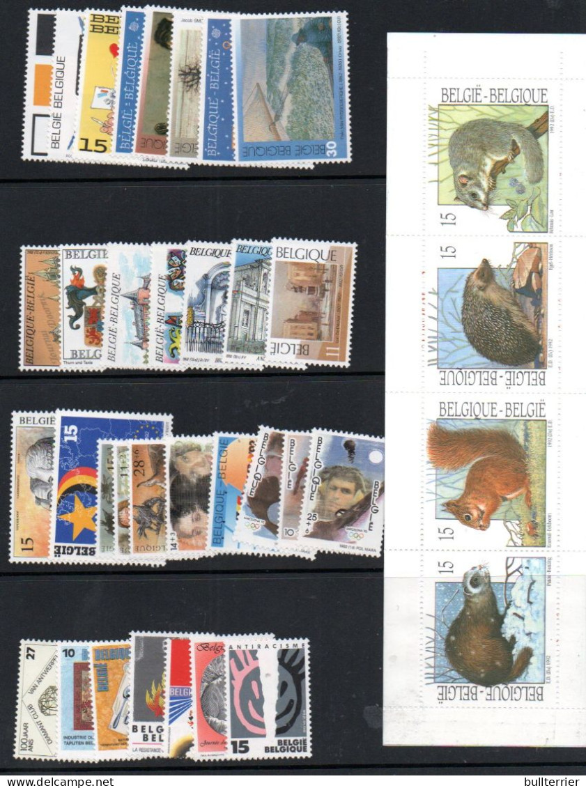 BELGIUM - 1992- VARIOUS ISSUES FOR THE YEAR  MINT NEVER HINGED, SG CAT £73.25 - Unused Stamps