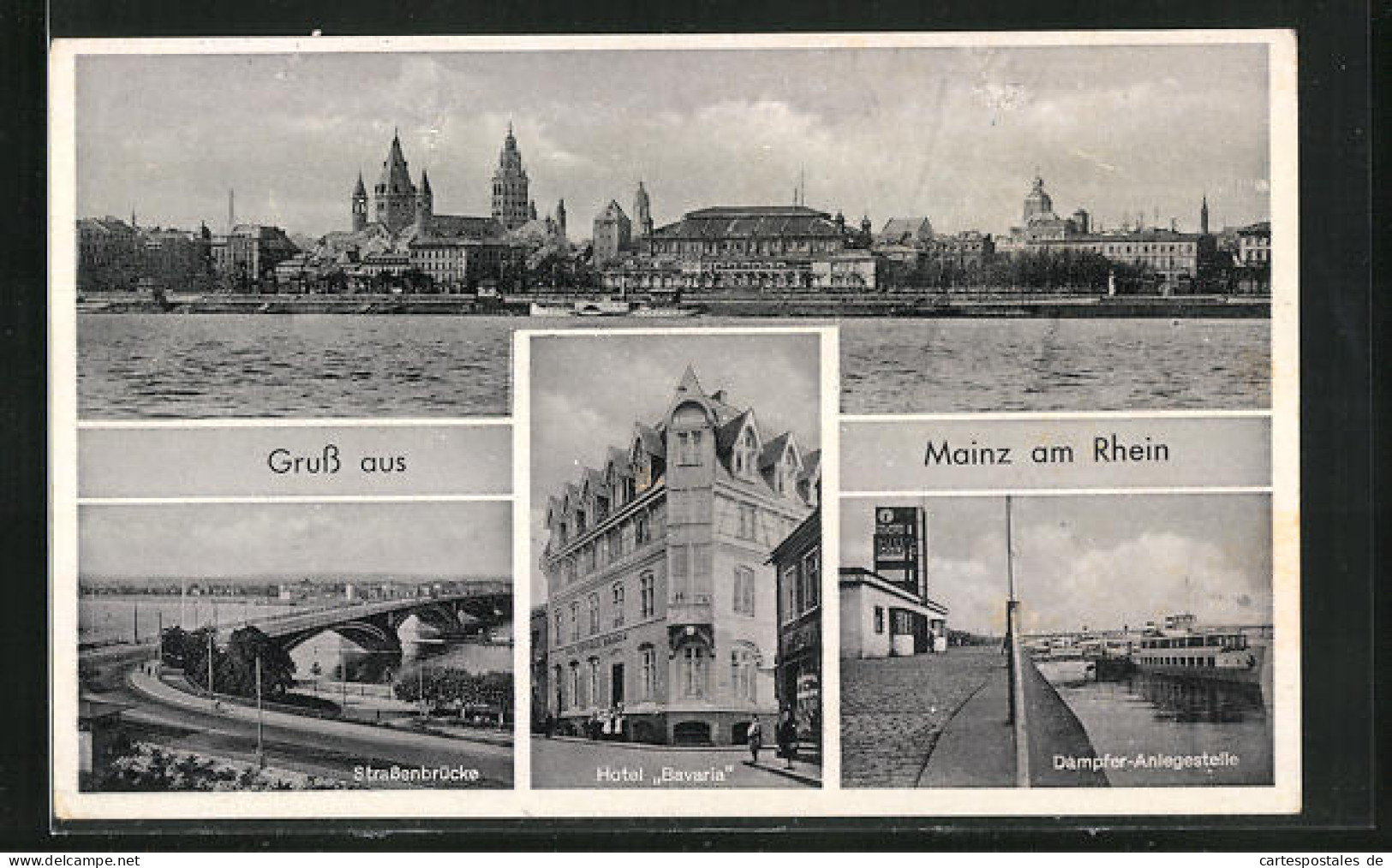 AK Mainz / Rhein, Hotel Bavaria, Dampfer-Anlegestelle  - Mainz