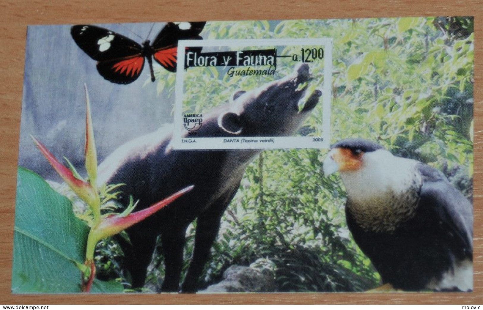 GUATEMALA 2005, Animals, Birds, Butterflies, Flora And Fauna, Imperf, Mi #B38, Souvenir Sheet, MNH** - Other & Unclassified