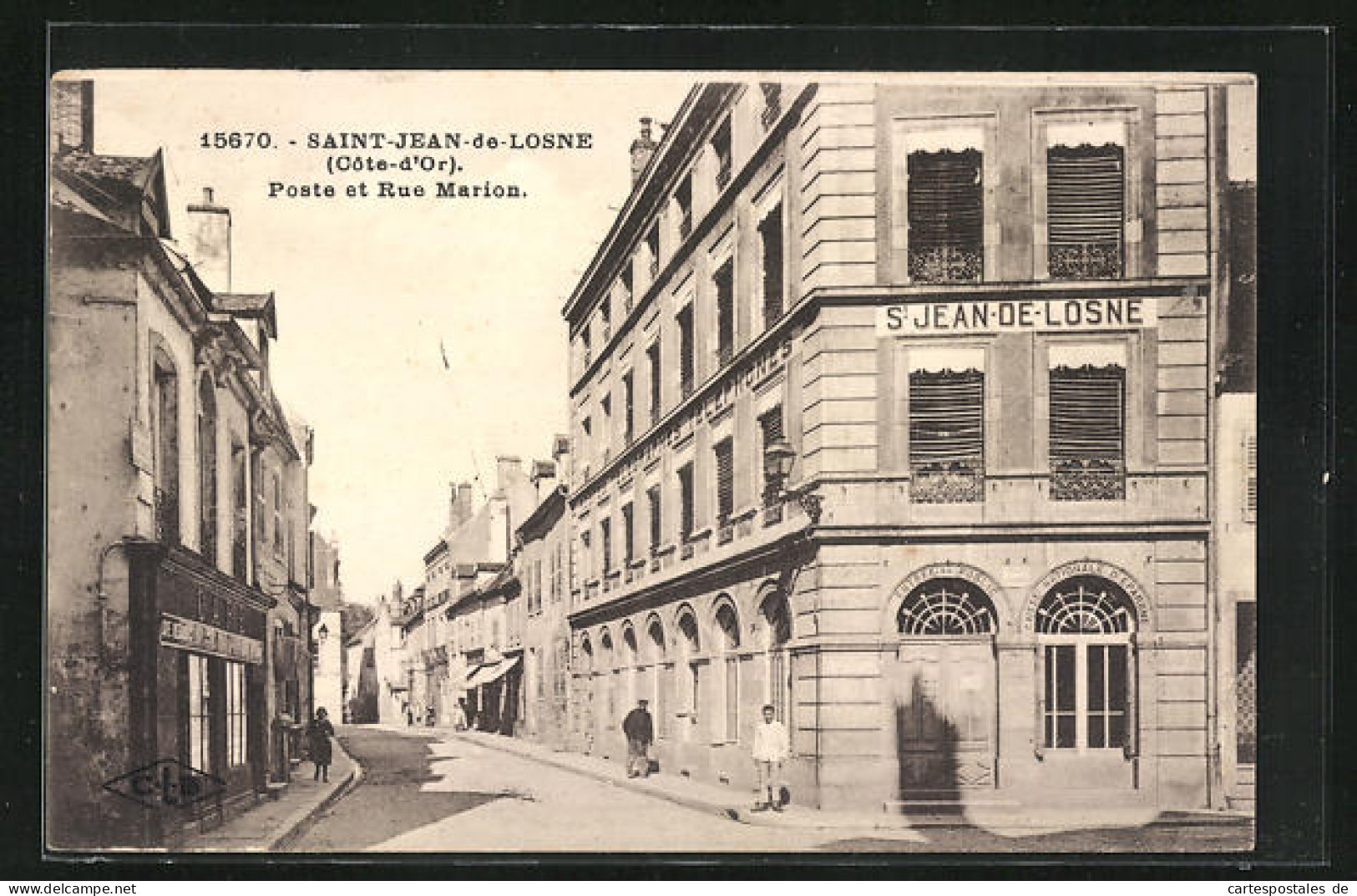 CPA Saint-Jean-de-Losne, Poste Et Rue Marion  - Andere & Zonder Classificatie
