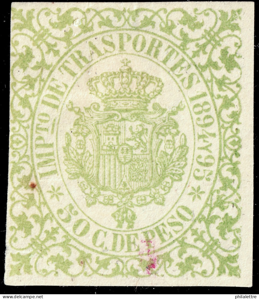 ESPAGNE / ESPANA - COLONIAS (Cuba) 1894/95 "IMPto De TRASPORTES" Fulcher 1373 50c Verde Amarillo - Usado - Kuba (1874-1898)