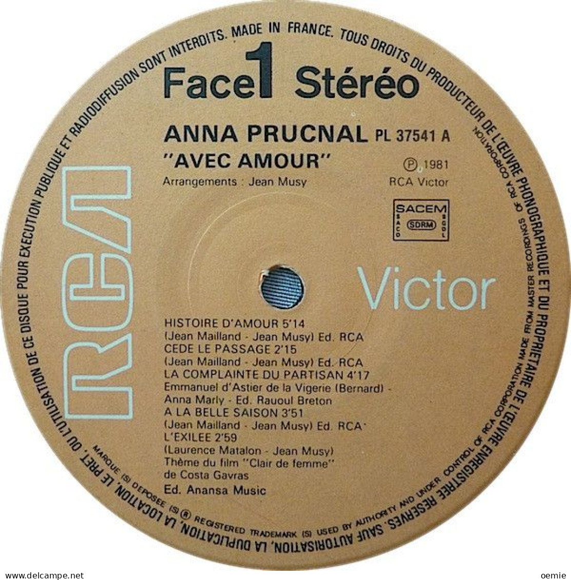 ANNA PRUCNAL   AVEC AMOUR - Autres - Musique Française