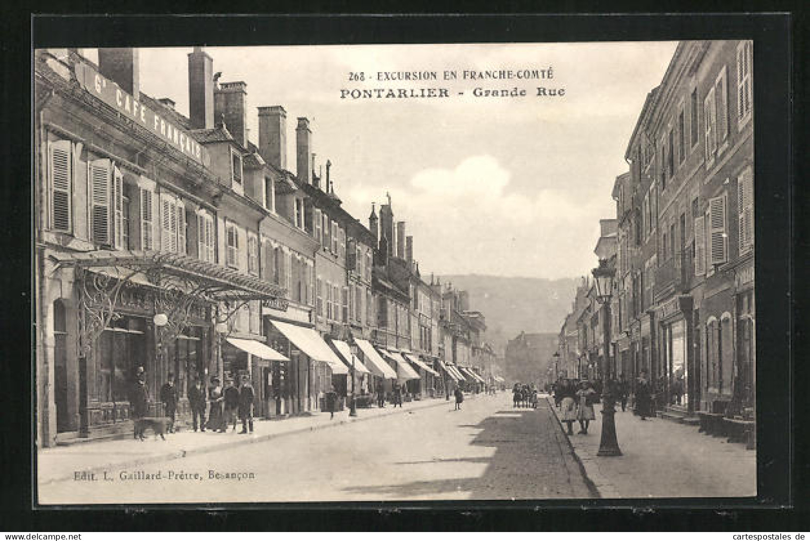 CPA Pontarlier, Grande Rue, Blick In Die Strasse  - Pontarlier